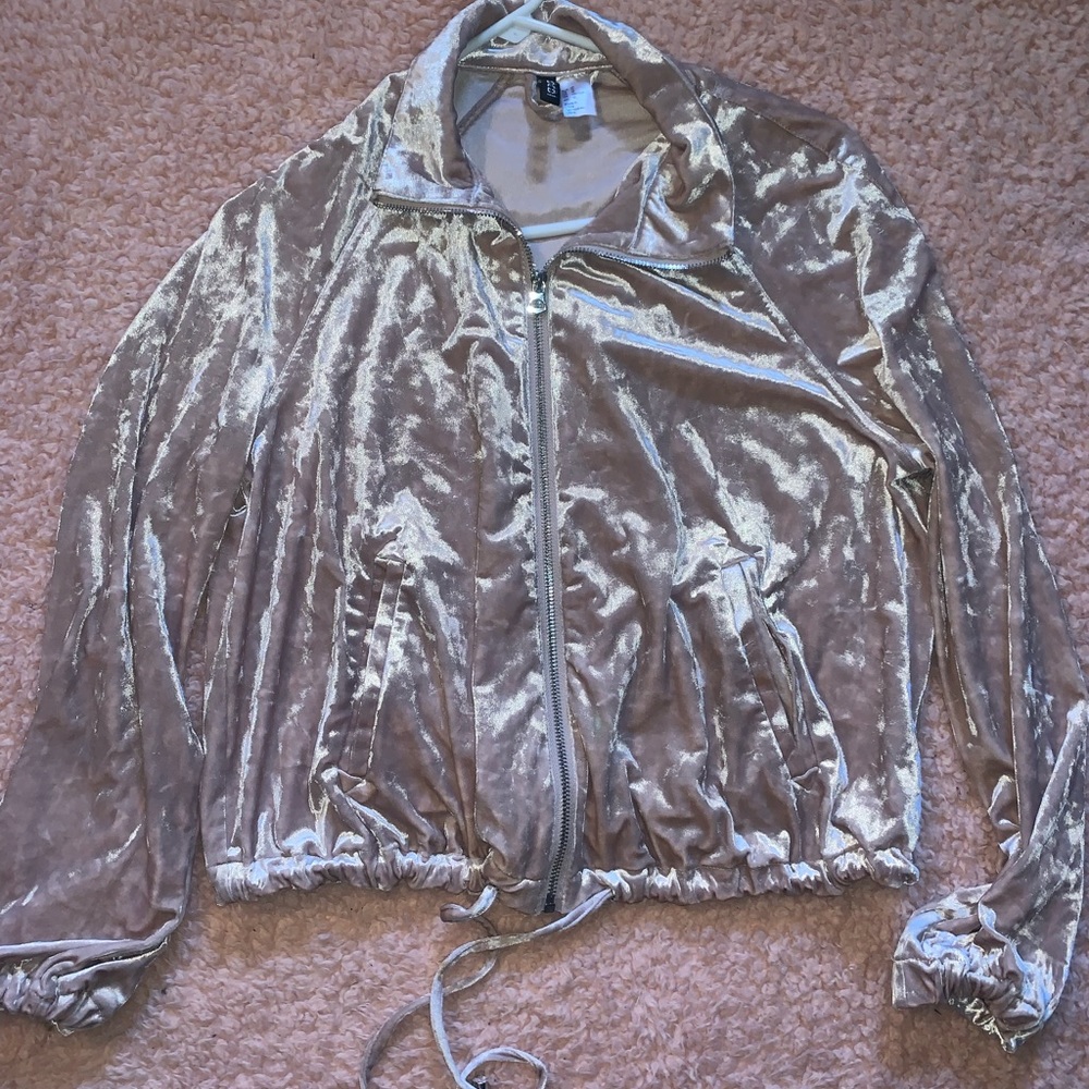 Pink Velvet Zip Jacket